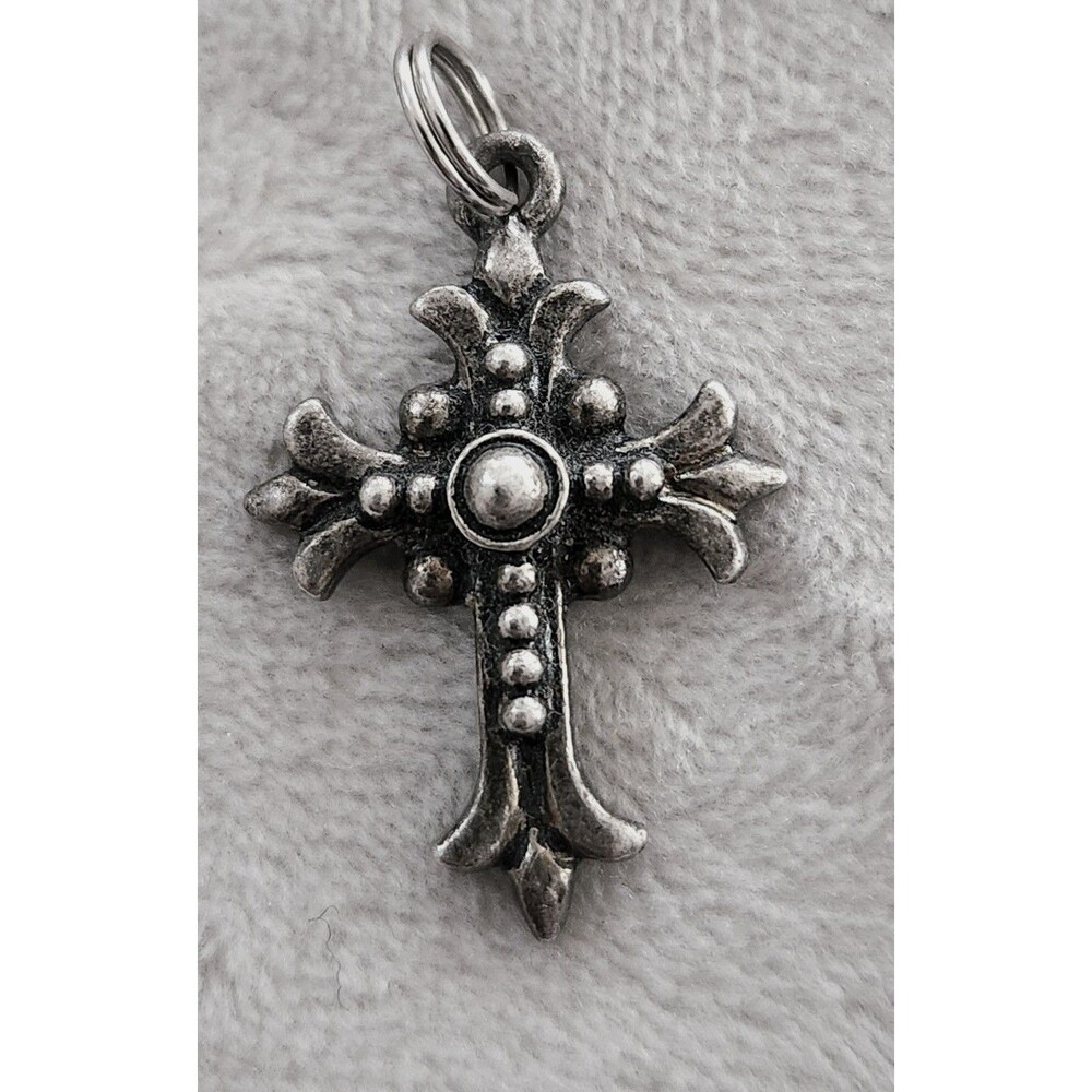 Silverplate Fleur De Lis Cross Pendant 1/2 " X 1"